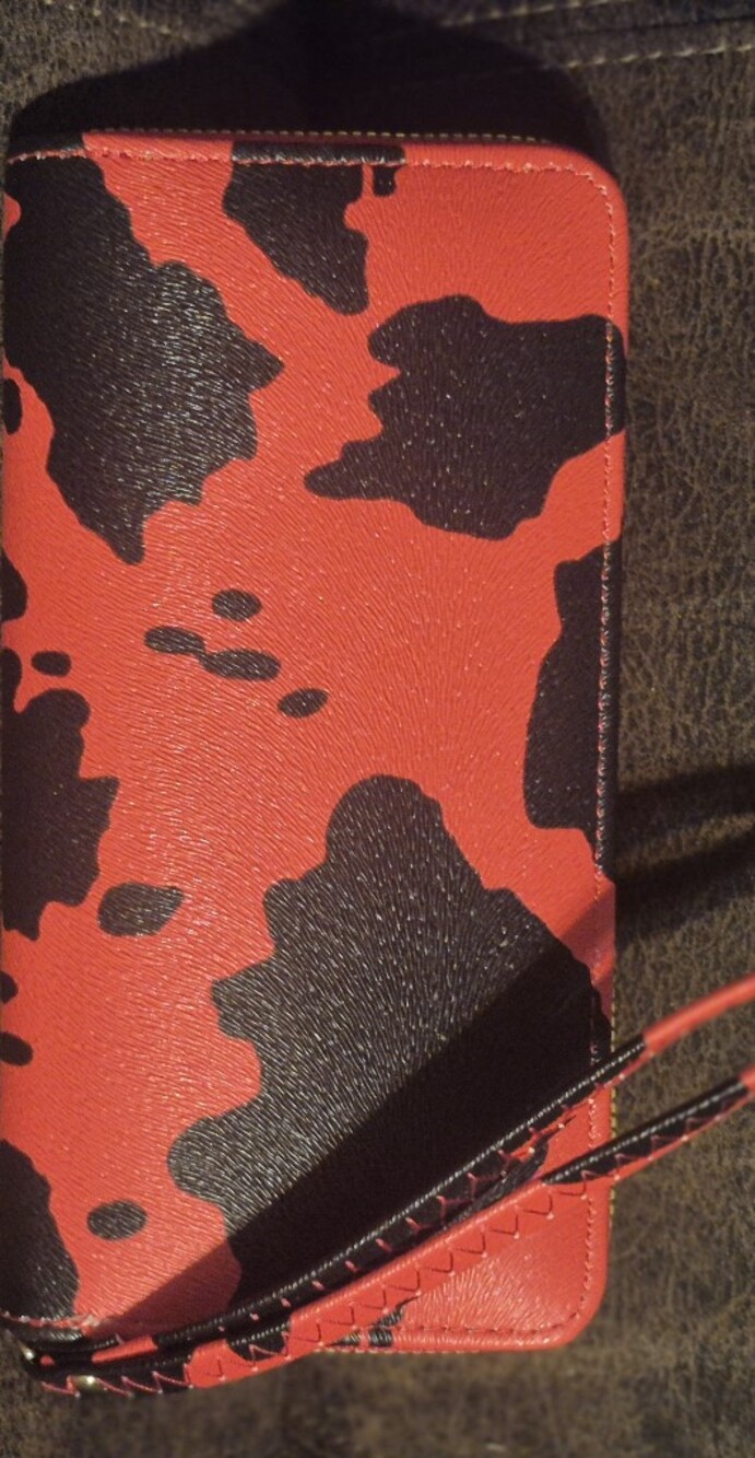 Red and Black Patterned Women's Wristlet Wallet